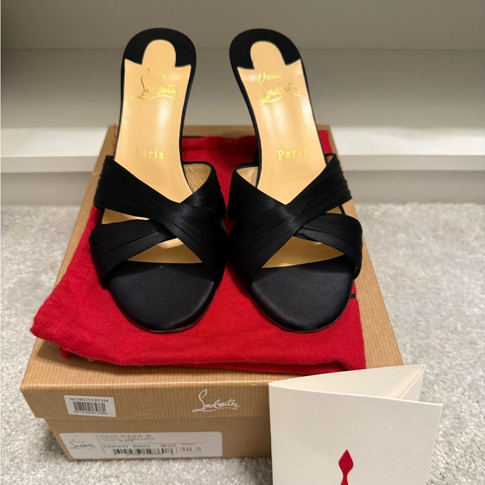 Christian Louboutin NICOL IS BACK 85 Black heels mules Size 38.5 US 8.5